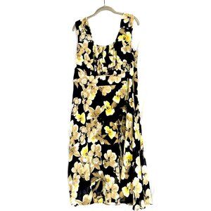 Ella Signature Floral, sleeveless dress in blue and beige in size 18W.